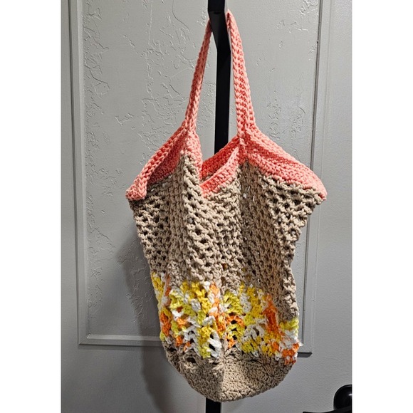 Unbranded Handbags - Handmade Crochet Cotton Market Bag Tote Multicolor Slouchy Boho Beach Eco Friend